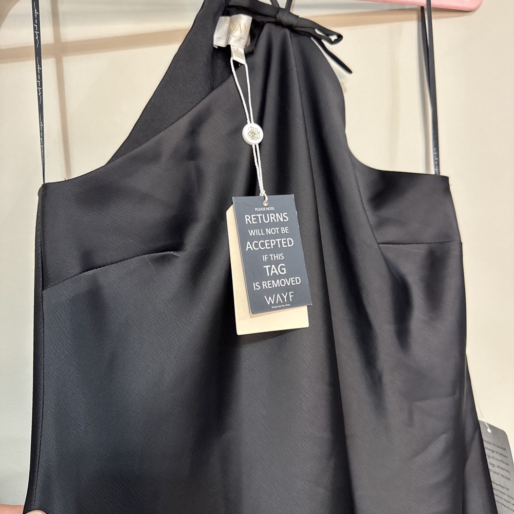 WAYF Womens Araceli Halter Strap Satin Slipdress Size Small Nwt Black #148 - Picture 14 of 16